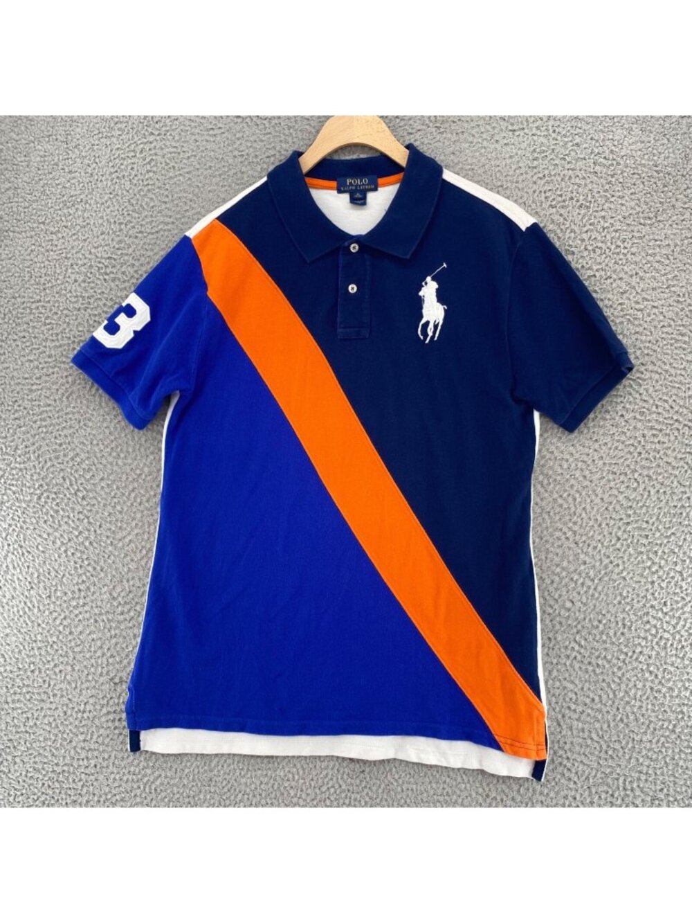 Polo Ralph Lauren Youth Boy Extra Large Big Pony Blue Orange Short Sleeve Rugby